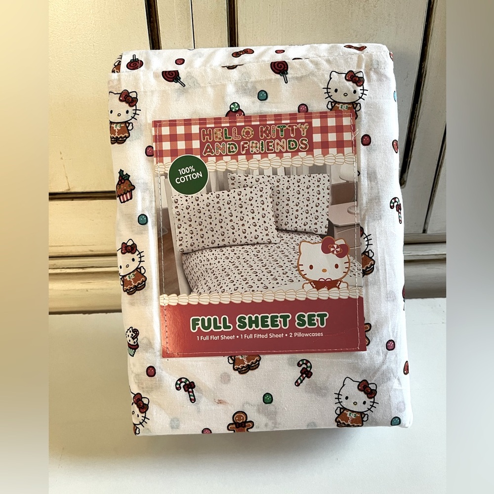 New Hello Kitty & Friends Christmas Gingerbread Holiday Full Bedding Sheet set
